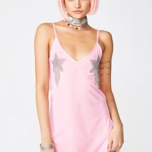 Club Exx Rhinestone Slip Pink Dress NWT small